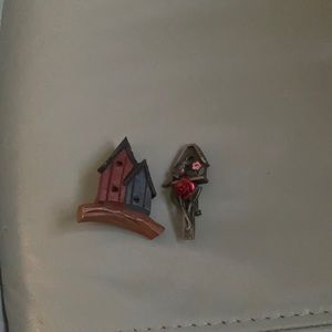 Bird house brooches small